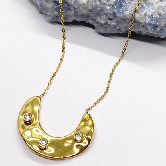 NEW Crescent Moon & Stars Statement Necklace - Picture 1 of 16